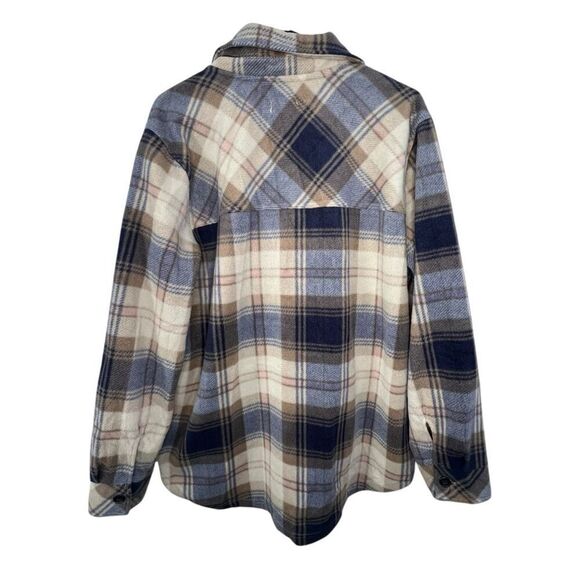 Weekends Everyday Plaid Fleece Button Up Long Sleeve Shacket - Picture 4 of 4